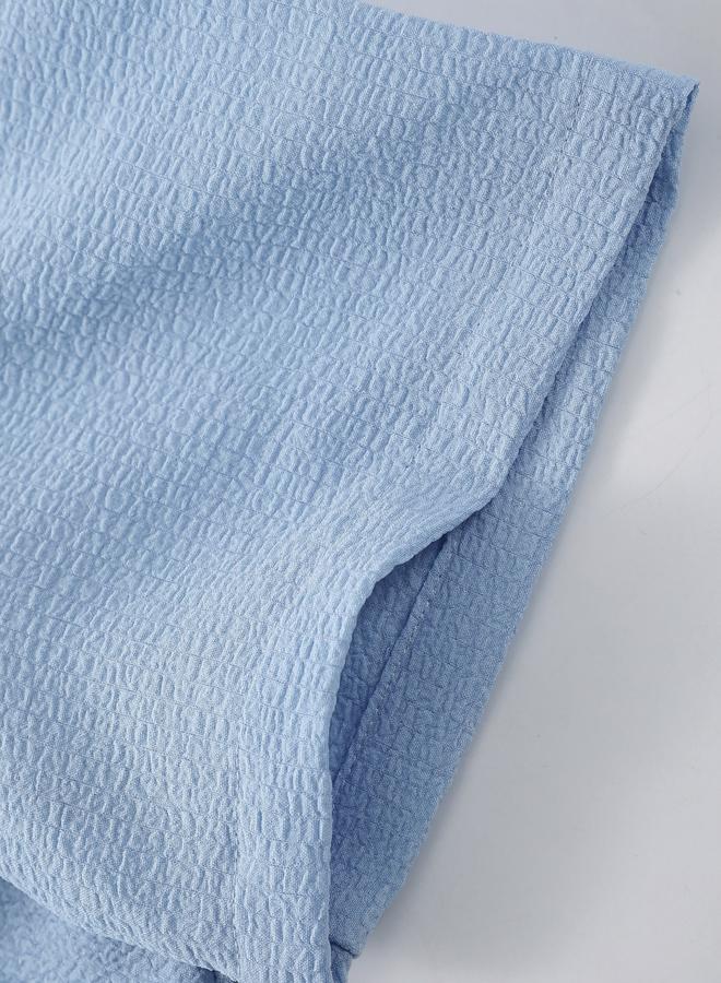 Take Two Men Light Blue Textured Shirt and Trousers Co-Ords - Image 3